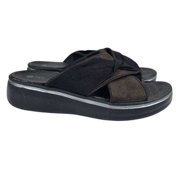 L BZees Women's Black Take a Bow Slide Sandal Size 7 Comfort Walking Lightweight - Picture 1 of 9